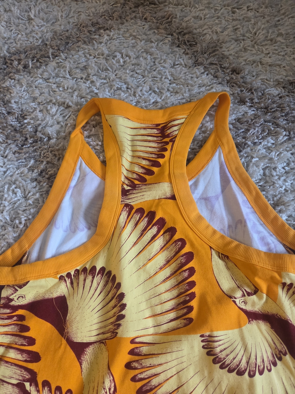 FARM Rio (Adidas) Yellow & Maroon Feather/bird-Print Halter Maxi Dress xl - Picture 6 of 6